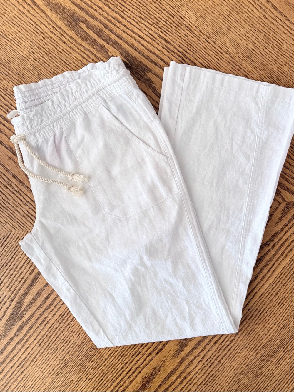 ROXY Oceanside Linen Blend Wide Leg Pants - Sea Salt White - Picture 10 of 10